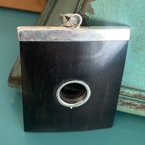 Black stone pendant with sterling silver